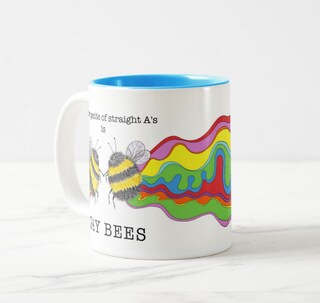 Rainbow Bee Proud LGBT Tazza Grande Per Latte 17oz - Ceramica Bianca, Stampa Su Entrambi I Lati, Regalo Originale