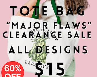 CLEARANCE Tote Bags with big flaws - all designs 60% off
