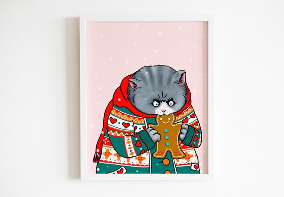 Gingerbread Cat Art Print / Cute but 