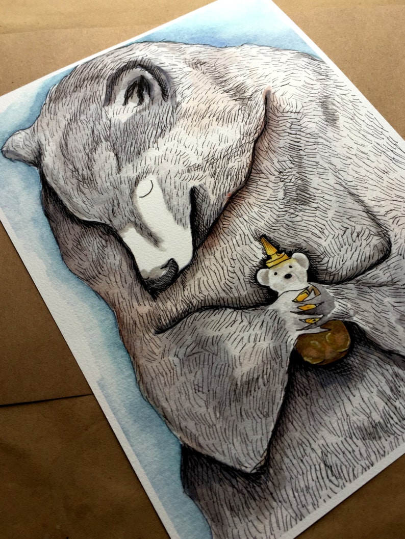 Watercolor Bear bear Hug Honey Bear Painting Etsy