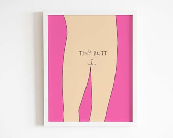 TINY BUTT print - lightest skin tone - funny bathroom art - tiny butt hand-drawn original artwork - multiple sizes
