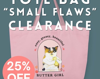CLEARANCE Tote Bags with small flaws - all designs 25% off