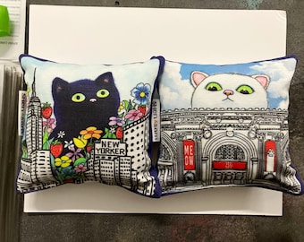 City Kitty catnip pillow - cats of NYC catnip toy - organic catnip and silver vine, eco friendly fabric