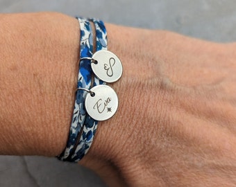Personalized liberty cord bracelet with medal to engrave, first name bracelet, women's jewel, gift for Mom, Mother's Day Christmas EVJF gift