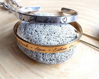Personalized steel ring bracelet, first name bracelet, mom bracelet, godmother, bachelorette party bracelet, Christmas gift, customizable jewel