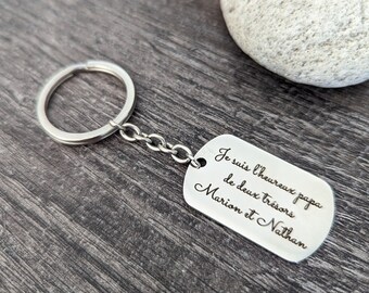 Personalized steel keyring, personalized jewel, Dad gift, Mom gift, Father's Day, Valentine's Day gift, engraved jewel