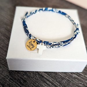 Personalisiertes Liberty-Kordelarmband mit Gravur und Perlmutt, Vornamenarmband, Damenschmuck, Muttergeschenk, Weihnachtsgeschenk, personalisierter Schmuck Bild 2