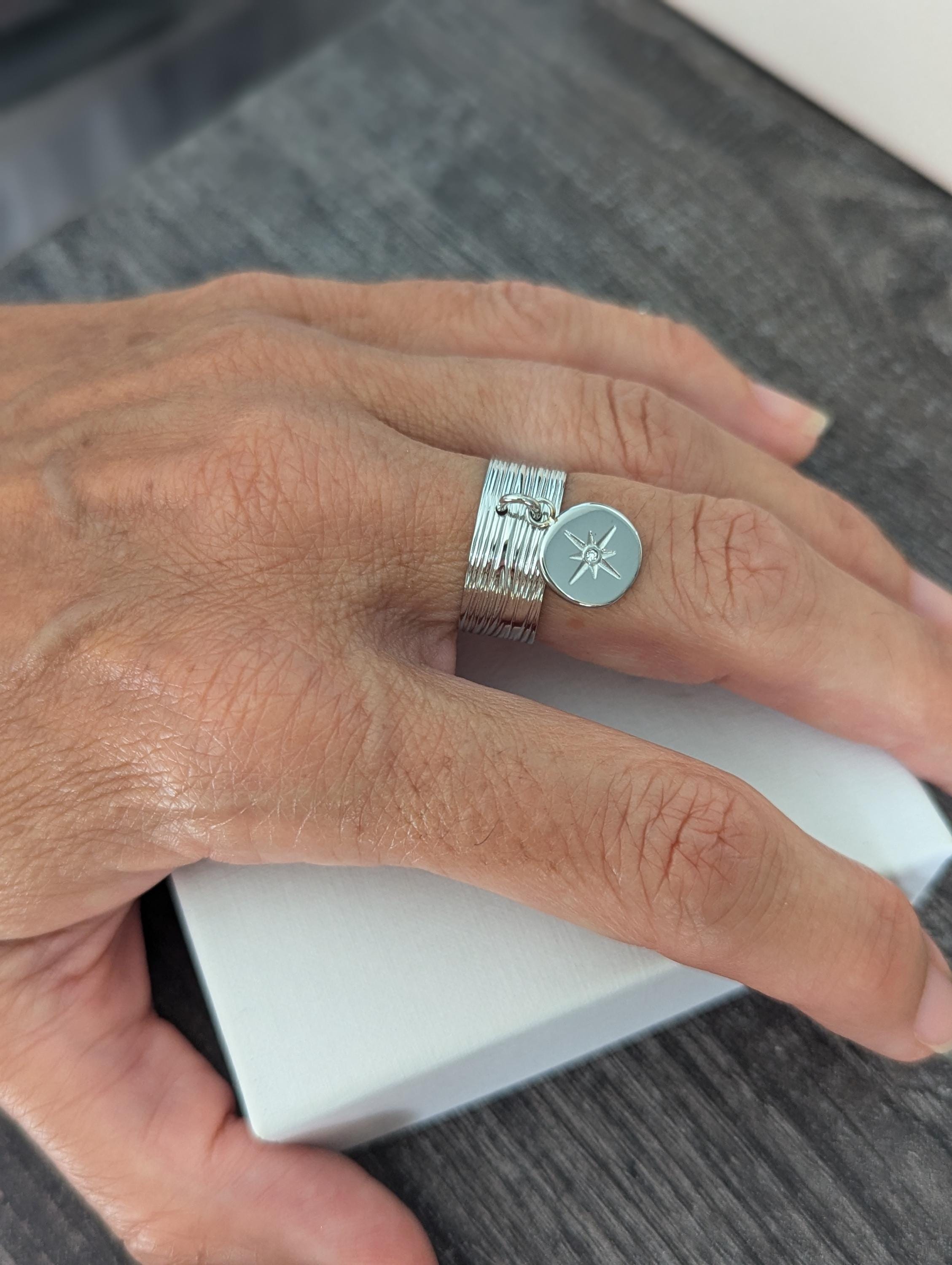 Bague Vintage En Argent Massif 925/1000 Forme étoile Avec Strass - Taille 57, Occasion Bon état