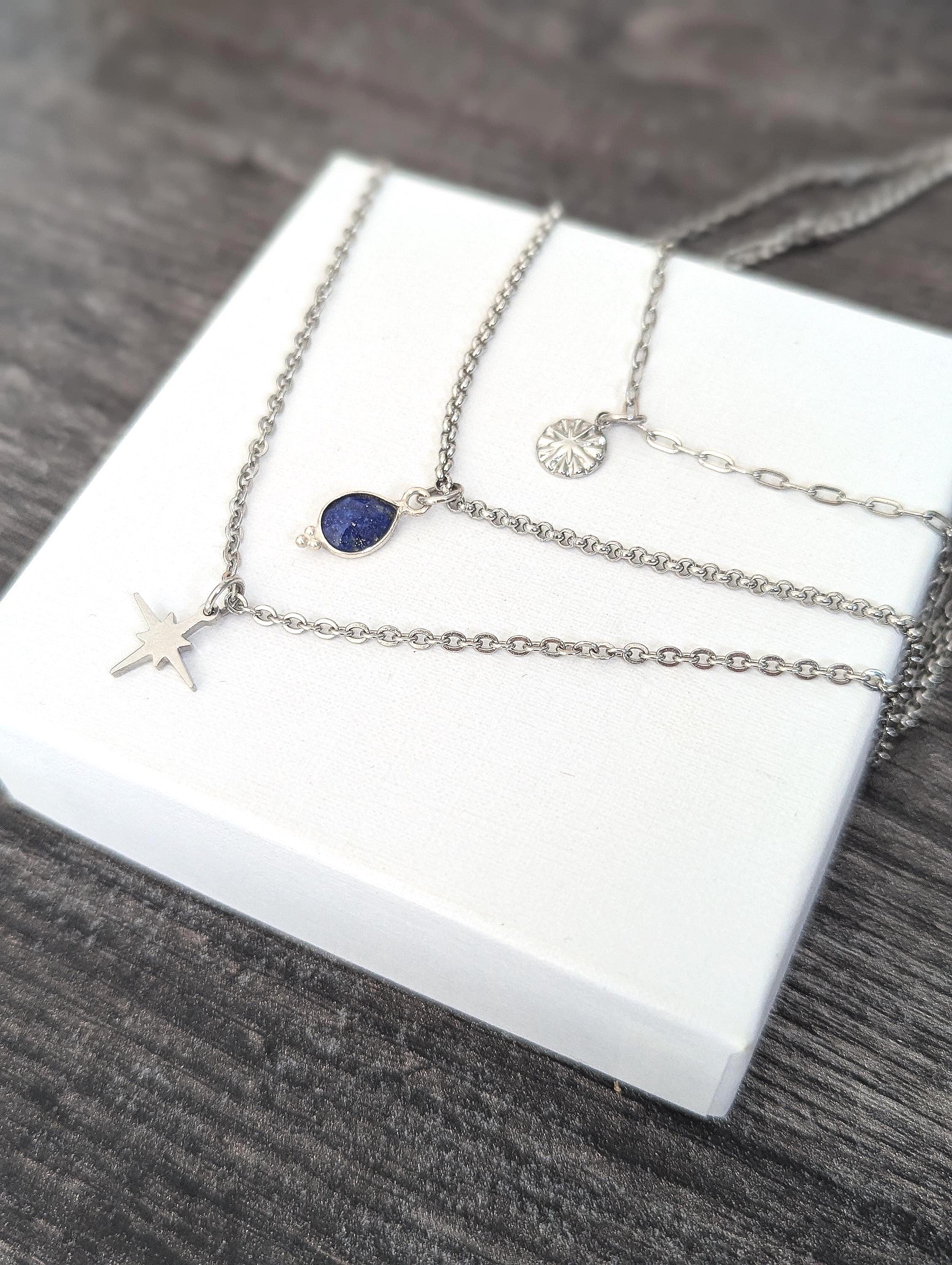Collier 3 Rangs En Pierres Véritables - Multicolore - Pièce Unique Occasion - Pierres Naturelles