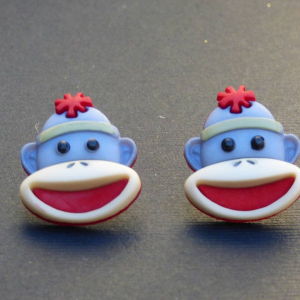 Sock Monkey Stud Earrings