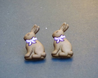Chocolate Easter Bunny Stud Earrings