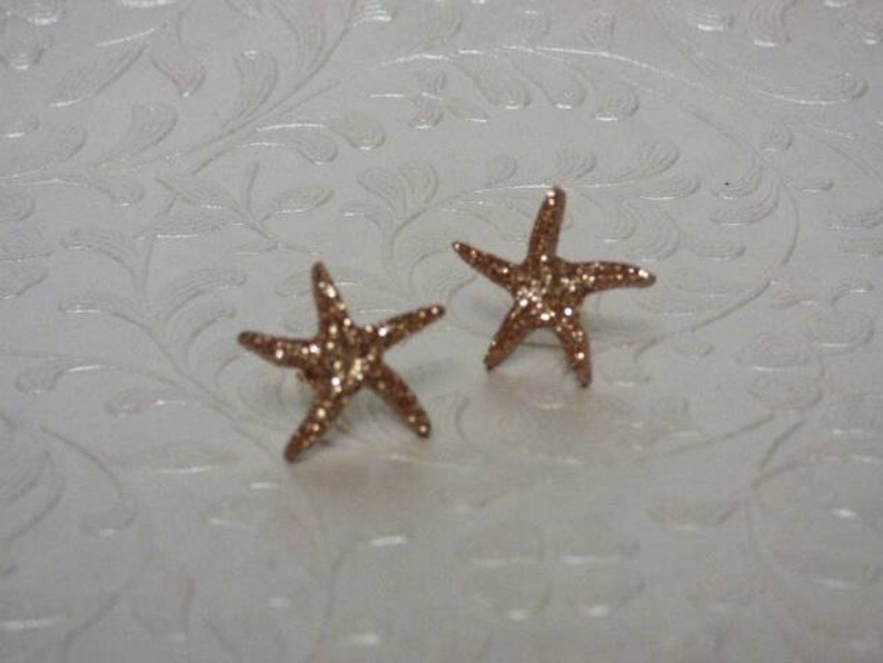 Gold Glitter Sparkle Starfish Post Earrings Etsy
