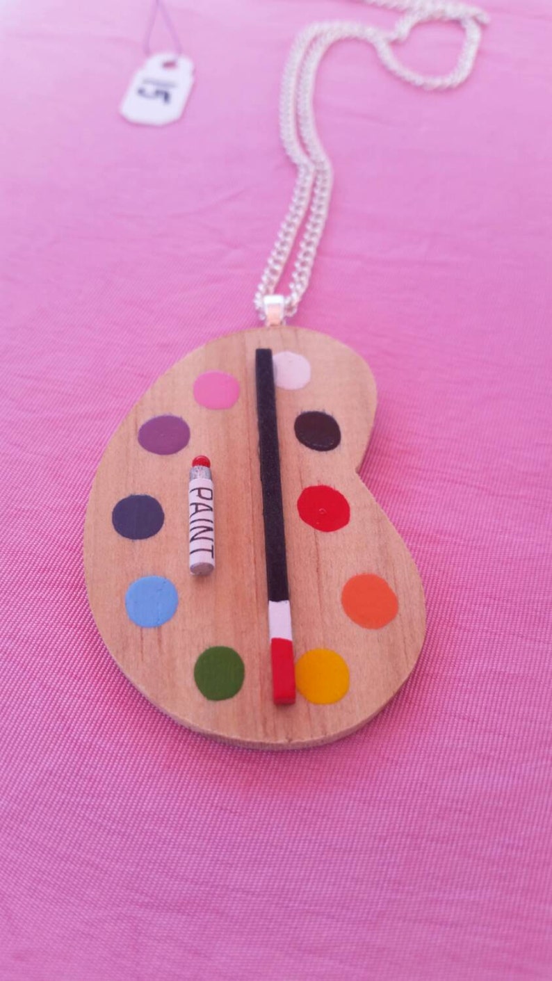 FUSTMW Artist Paint Palette Necklace – Colorful Painter Jewelry Gift For Art Teachers & Students - View #4
