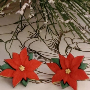 Christmas Red Poinsettia Earrings