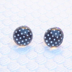 Black and White Polka Dot Stud Earrings
