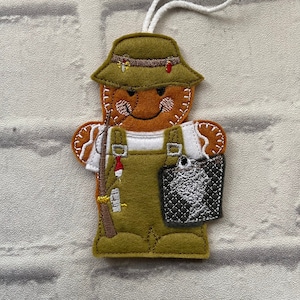 Fisherman gingerbread hanging decoration