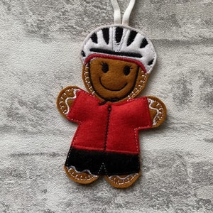 Cyclist peloton Tri athlete gingerbread hanging decoration image 1