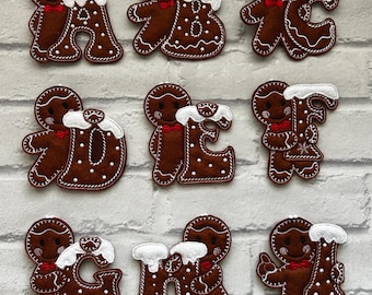 Gingerbread Initial Christmas Ornament | Personalised Letter Decoration