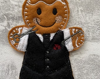 Barber gingerbread hanging decoration