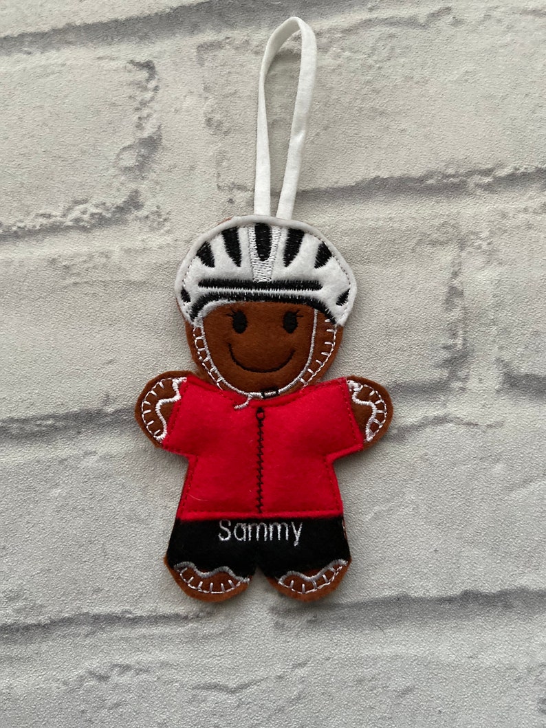 Cyclist peloton Tri athlete gingerbread hanging decoration image 5