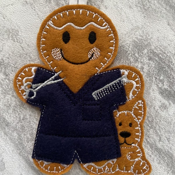 Dog groomer gingerbread style hanging decoration