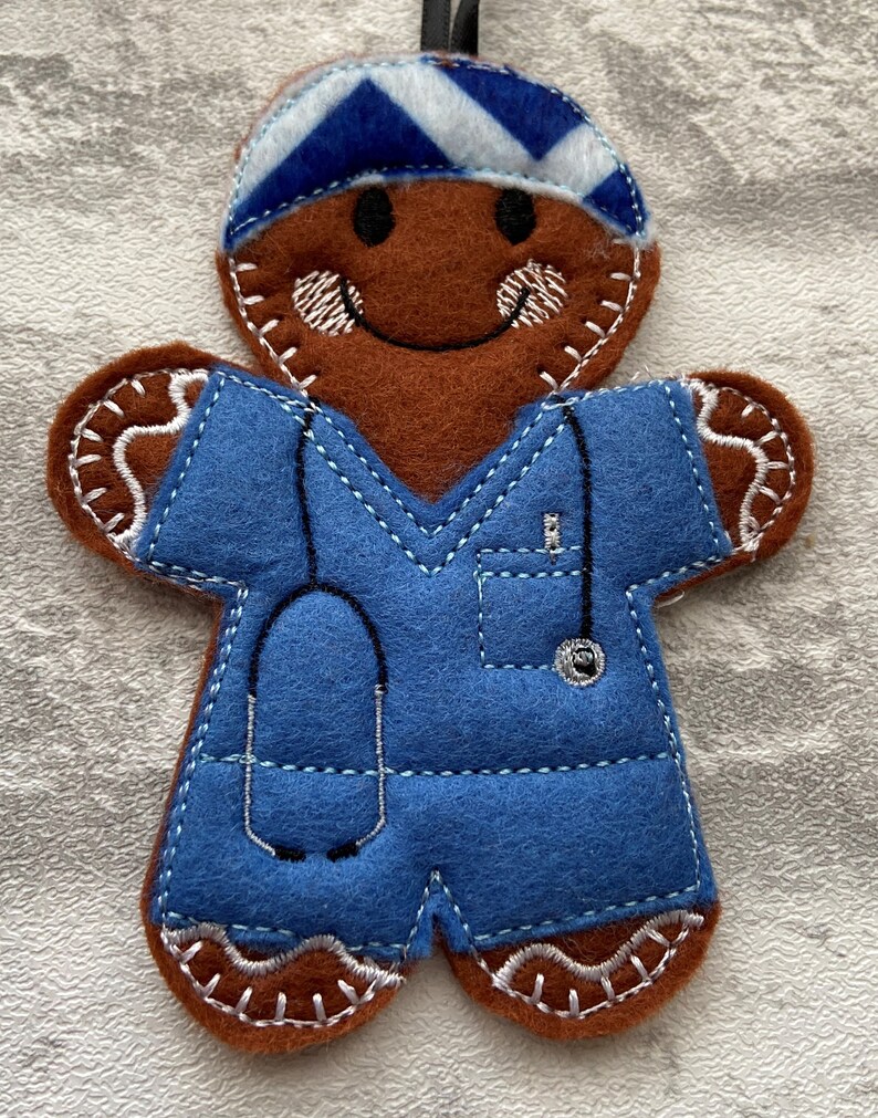 Scrub Dr GP Anaesthetist gingerbread hanging decoration Scrub Nurse
