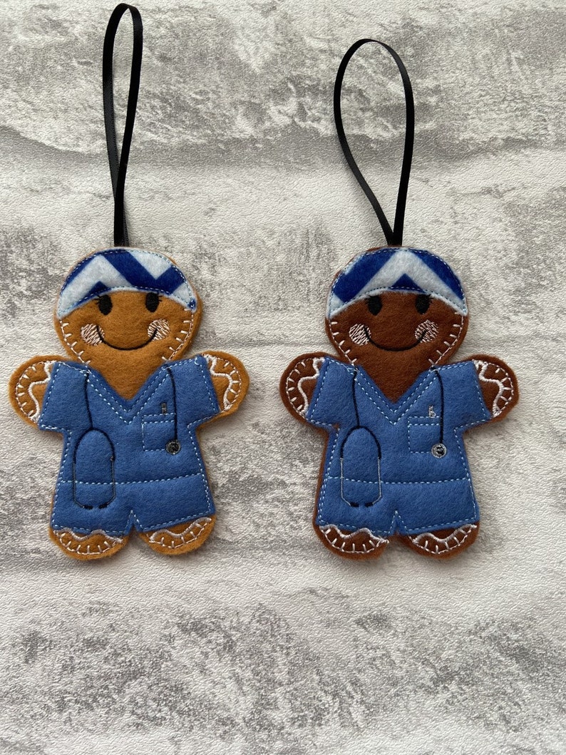 Scrub Dr GP Anaesthetist gingerbread hanging decoration Scrub Nurse