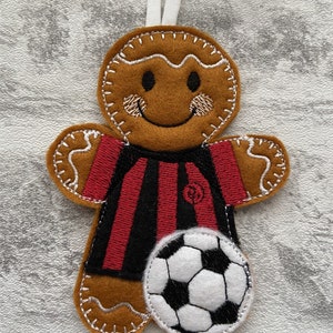 Footballer gingerbread hanging decoration