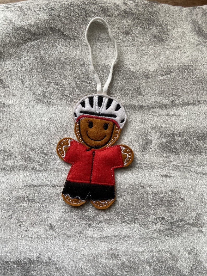 Cyclist peloton Tri athlete gingerbread hanging decoration image 1