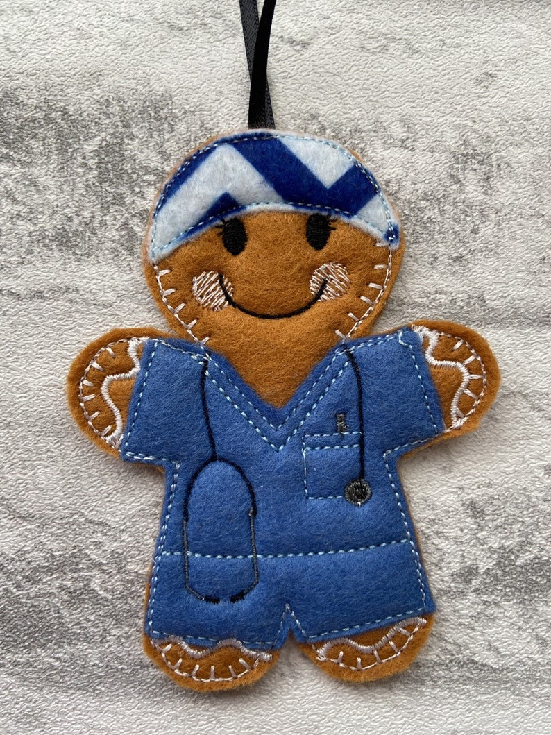 Scrub Dr GP Anaesthetist gingerbread hanging decoration Scrub Nurse