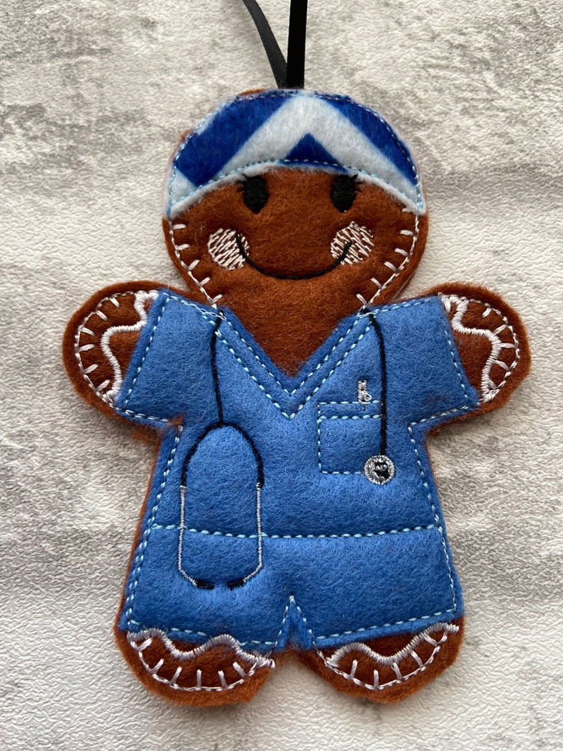 Scrub Dr GP Anaesthetist gingerbread hanging decoration Scrub Nurse