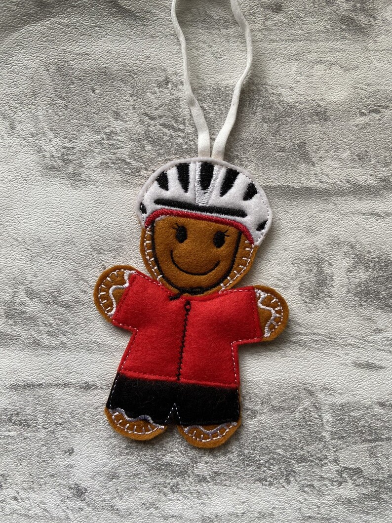 Cyclist peloton Tri athlete gingerbread hanging decoration image 2