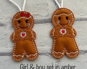 Share the love girl and boy gingerbread hanging decoration