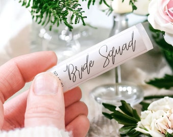 BRIDE SQUAD LIPBALM - bachelorette party, bridesmaid gift, bride, bridal shower gift, party favors, lip balm favors, personalized gift