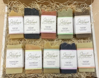 MINI SOAP Set of 10- Sample Soap & Shampoo Bars- travel soap, guest soap, Soap Gift Set  - Soap Sampler, Sustainable Gift, Care Package