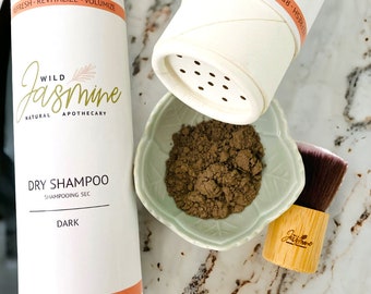 NATURAL DRY SHAMPOO -  Zero Waste Dry Shampoo Powder, Vegan Dry Shampoo, Brunette Dry Shampoo, Dark Dry Shampoo, Shaker Tube Self Care