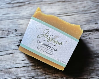 SHAMPOO BAR: Rosemary Mint Shampoo, Rosemary Shampoo Bar | Seed Paper Label | Zero Waste Soap | Biodegradable Packaging | Gardening Gift