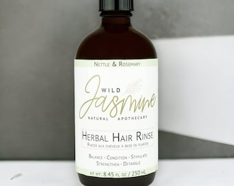 HERBAL HAIR RINSE - Rosemary Nettle - Apple Cider Vinegar Infused with Rosemary, Nettle, Sage, Burdock Root. Ph balance, detangle hair