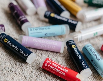 100 CUSTOM LIPBALM: Natural Beeswax Lip balm with Custom Logo- Promotion, Advertising, Corporate Events, Personalized Favors