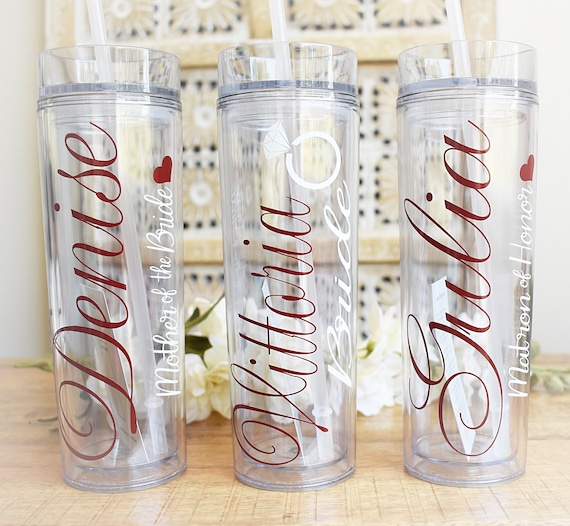 Personalized Bridesmaid Tumbler Clear or Smoke Black Gift Bridal Party  Acrylic Cups With Lids - Etsy