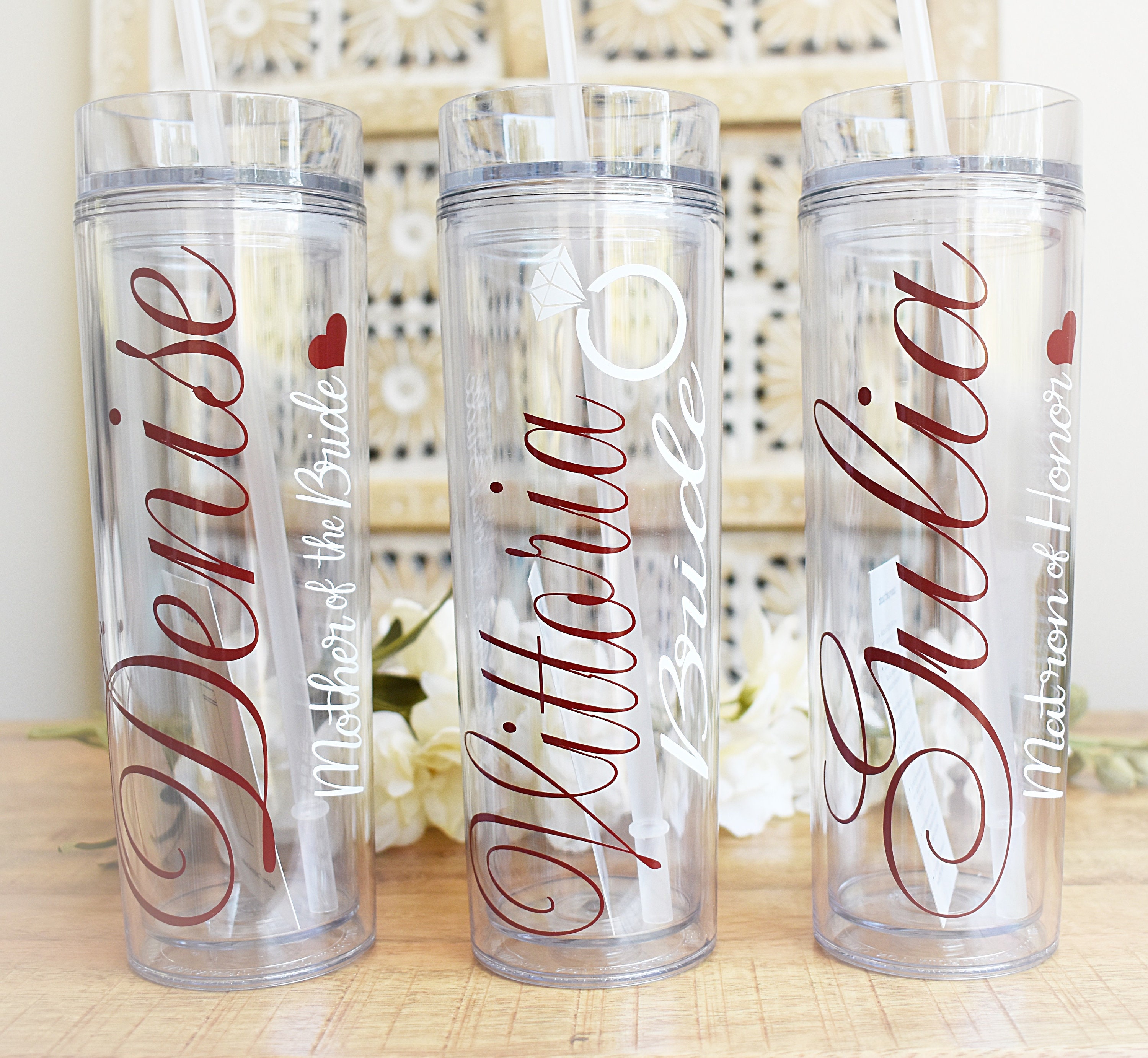 Drink & Barware Bridesmaid Gift Wedding Tumbler Bridal Party Tumbler, Bachelorette Party Tumbler