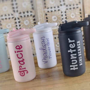 Personalized Ring Bearer tumbler /Flower girl tumbler gift kids sports cup metal insulated cup ring security asking ring bearer gift idea