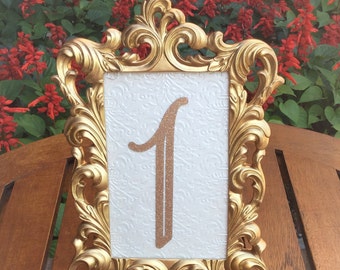 Table number frames 4 x 6 gold wedding frames ornate baroque style