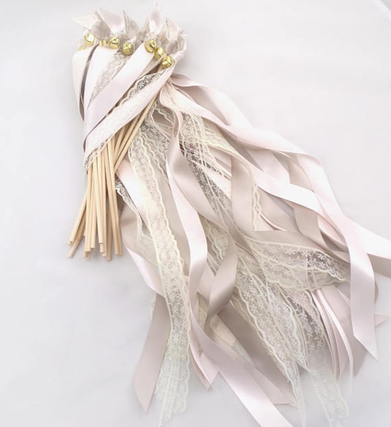 150 ribbon wedding wands send off idea ceremony exit ribbon wedding favor with or without bells image 6