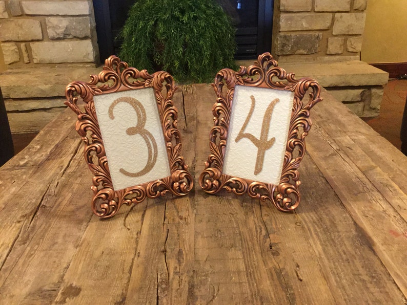 Table number frames 4 x 6 vintage gold copper wedding frames Etsy