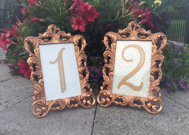 Table Number Frames 4 X 6 Rose Gold Wedding Frames Ornate Etsy