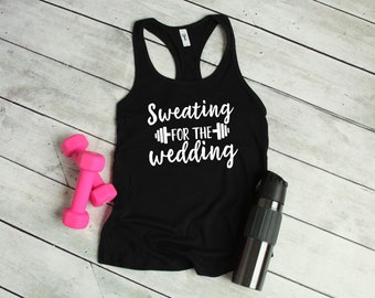 Workout tank sweating for the wedding gym shirt racerback tank tops bridal sleeveless black and white workout shirt fiancee