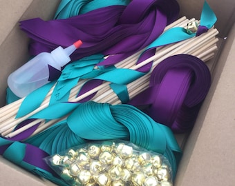 75 DIY Wedding wand kit your choice of ribbon color