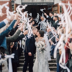 150 ribbon wedding wands send off idea ceremony exit ribbon wedding favor with or without bells
