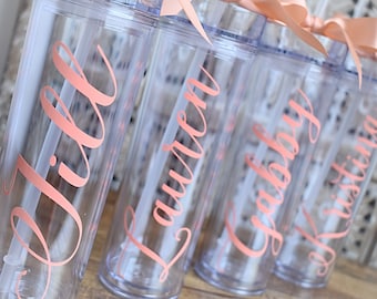 Personalized Bridesmaid tumbler personalized gift bridal party asking bridesmaids acrylic cups with lids gold wedding